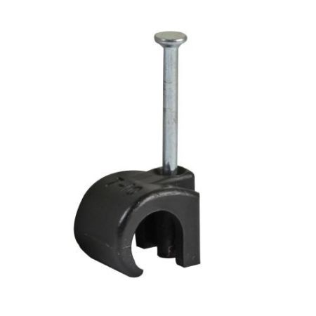 Black 9mm Round Cable Clips