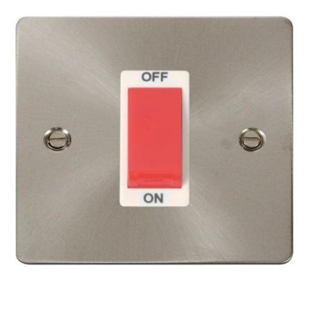 Click Define Brushed Stainless Flat Plate 1 Gang 45A DP Switch