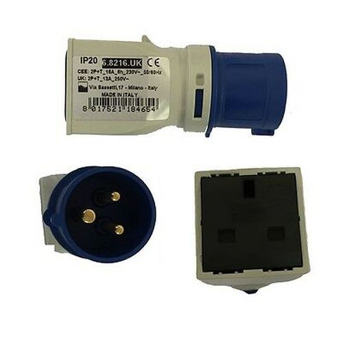 Gewiss 16a 2p + E Plug To 13A 3-Pin Socket Converters