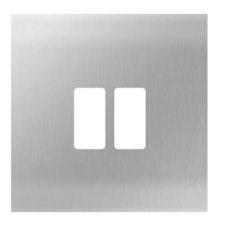 Bg 2 Gang Brushed Steel Front Plate