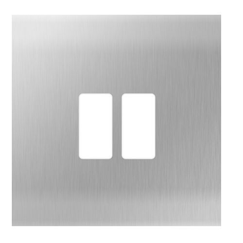 Bg 2 Gang Brushed Steel Front Plate
