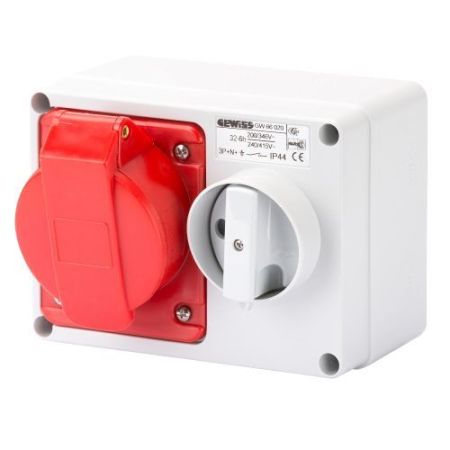 Gewiss 32A 415v 4-P Horizontal Isolated Socket