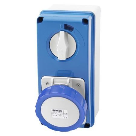 Gewiss 32A 240v 3-P Vertical Isolated Socket