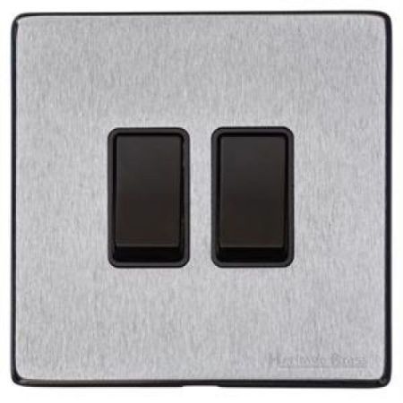 Heritage 1G 2w Switch Satin Chrome (Black)