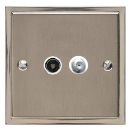 Heritage S/Nickel Sat/TV Sockets Wh Trim