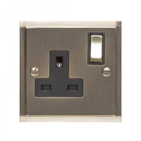 Heritage Elite 1G Switched Socket Antique Brass