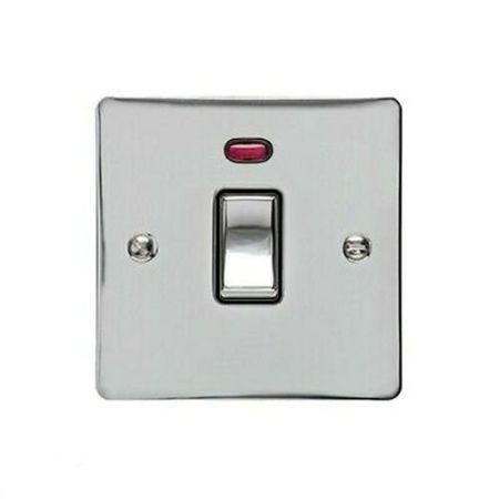 Heritage Polished Chrome 20A D/Pole Switch (Blk Ins)