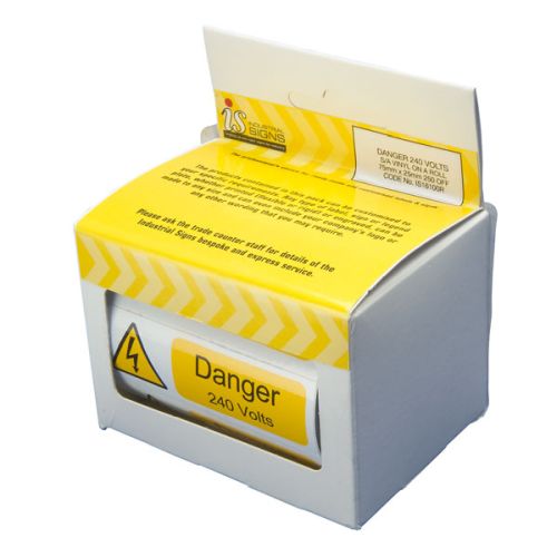 75mm X 25mm Danger 240v S/A (Roll 250)