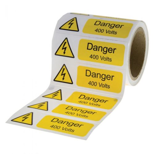 Danger 400v S/A Vinyl Labels (Pk 250)