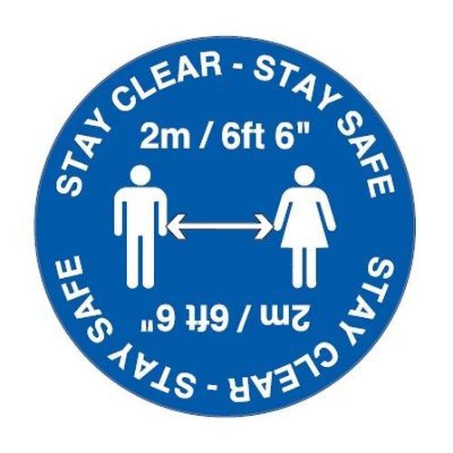 Self Adhesive 'Please Stand 2m Apart' Floor Sticker 300mm Dia