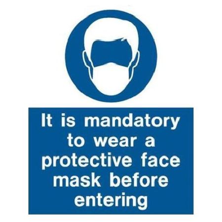 Portrait Mandatory Safety Mask Sign 150x200mm