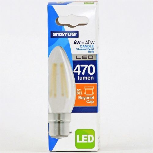 Status LED Filament Candle 4w=40w BC Pearl Warm White - Image 2
