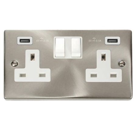 Click Deco Victorian Satin Chrome 1G Socket USB 4.2A Deco