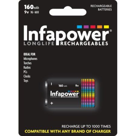 Infapower 9v PP3 170mah Rech. Batt 1pk