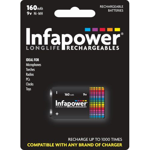 Infapower 9v PP3 170mah Rech. Batt 1pk
