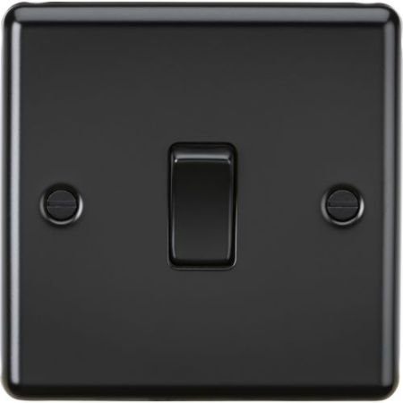 Knightsbridge Matt Black Rounded Edge 1G 2w Switch