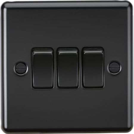 Knightsbridge Matt Black Rounded Edge 3G 2w Switch