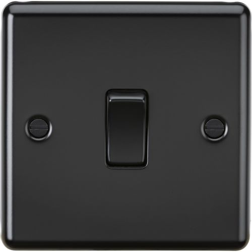 Knightsbridge Matt Black Rounded Edge 20A D/Pole Switch