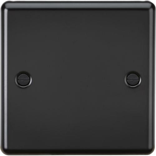 Knightsbridge Matt Black Rounded Edge 1G Blank Plate