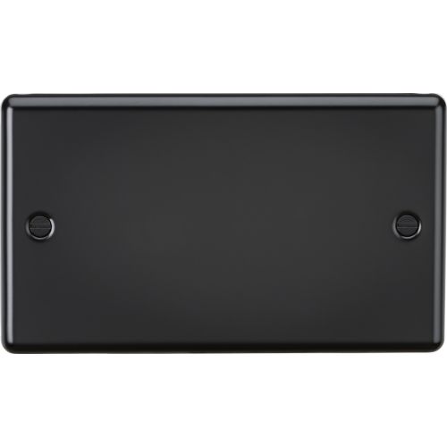 Knightsbridge Matt Black Rounded Edge 2G Blank Plate