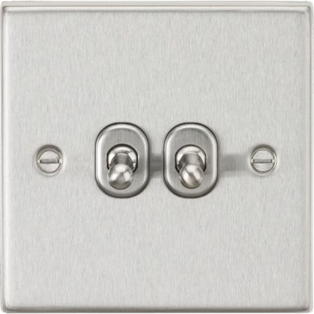 Knightsbridge 10AX 2G 2-Way Toggle Switch - Square Edge Brushed Chrome Finish