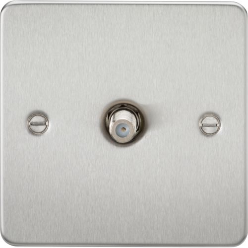 Knightsbridge Flat Plate 1G Sat Tv Outlet (Non-Isolated) - Brushed Chrome