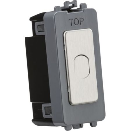 Knightsbridge 1G 1-Way 10-200w (10-100w LED) Trailing Edge Dimmer (Press Type) - Brushed Chrome