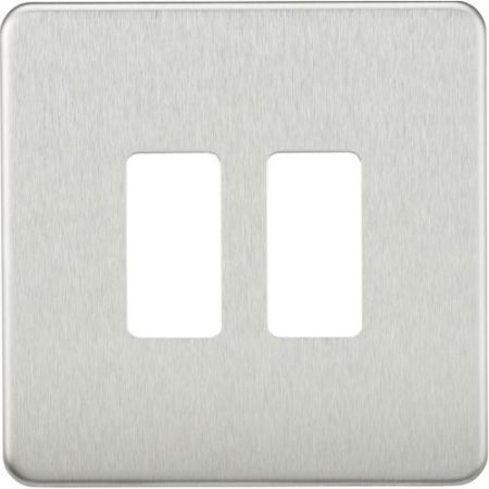 Knightsbridge Screwless 2G Grid Faceplate - Brushed Chrome