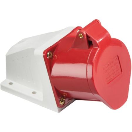 Knightsbridge 415v IP44 32a Angled Surface Mount Socket 3p + N + E