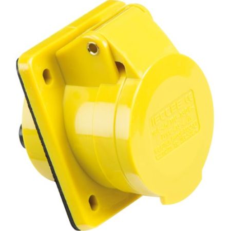 Knightsbridge 110v IP44 16a Angled Panel Mount Socket 2p + E