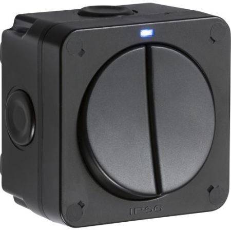 Knightsbridge IP66 20AX 2G SP 2-Way Switch- Black