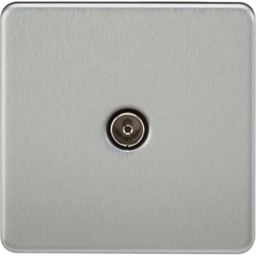 Knightsbridge Screwless 1G Tv Outlet (Non-Isolated) - Brushed Chrome