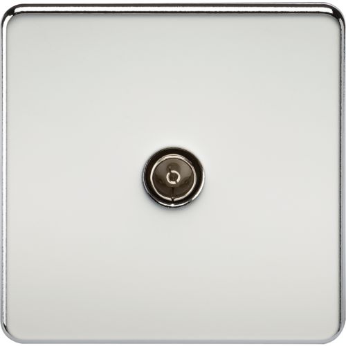 Knightsbridge Screwless 1G Tv Outlet (Non-Isolated) - Polished Chrome