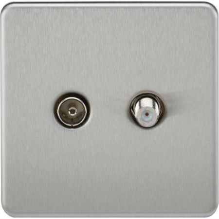 Knightsbridge Screwless Tv & Sat Tv Outlet (Isolated) - Brushed Chrome
