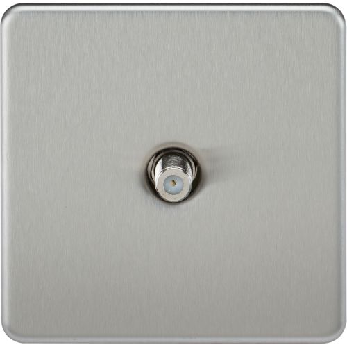 Knightsbridge Screwless 1G Sat Tv Outlet (Non-Isolated) - Brushed Chrome