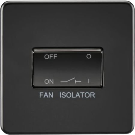 Knightsbridge Screwless 10AX 3 Pole Fan Isolator Switch - Matt Black