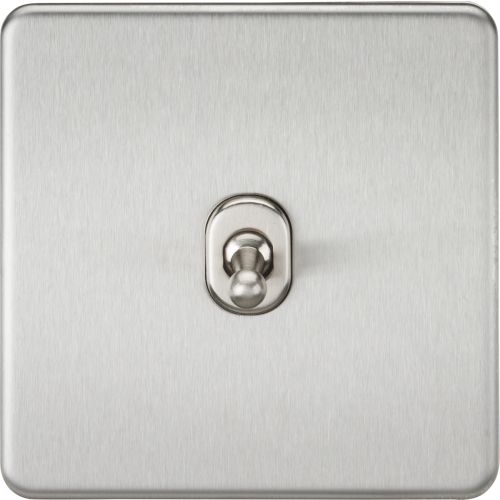 Knightsbridge Screwless 10AX 1G 2-Way Toggle Switch - Brushed Chrome