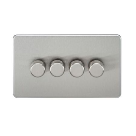 Knightsbridge Screwless 4G 2-Way 10-200w (5-150w LED) Trailing Edge Dimmer - Brushed Chrome