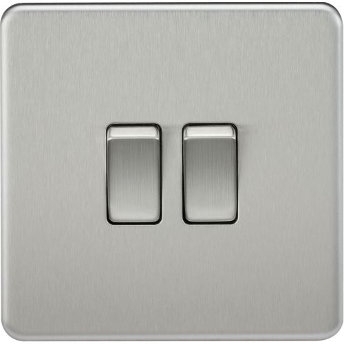 Knightsbridge Screwless 10AX 2G 2-Way Switch - Brushed Chrome