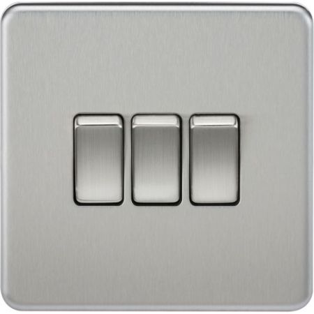 Knightsbridge Screwless 10AX 3G 2-Way Switch - Brushed Chrome