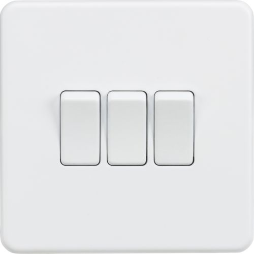 Knightsbridge Screwless 10AX 3G 2-Way Switch - Matt White