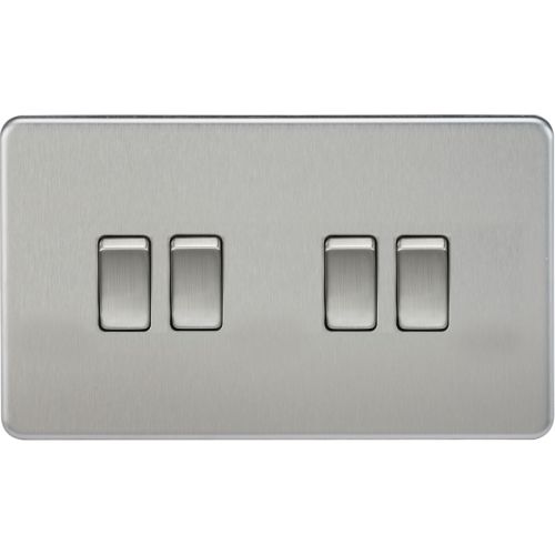 Knightsbridge Screwless 10AX 4G 2-Way Switch - Brushed Chrome