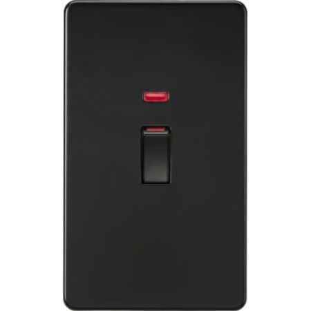 Knightsbridge 45A 2G DP Switch With Neon - Matt Black