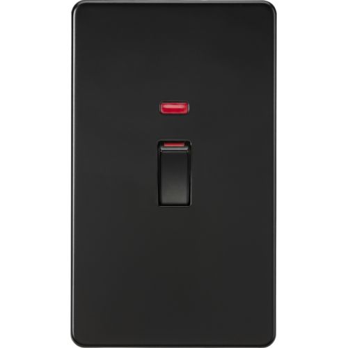 Knightsbridge 45A 2G DP Switch With Neon - Matt Black
