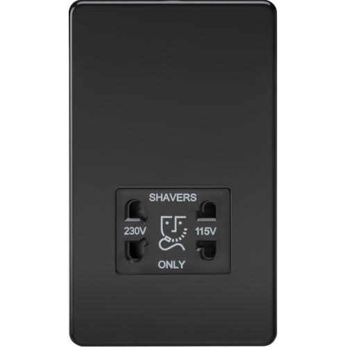 Knightsbridge Screwless 115v/230v Dual Voltage Shaver Socket - Matt Black