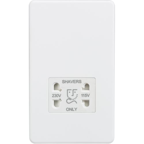 Knightsbridge Screwless 115/230v Dual Voltage Shaver Socket - Matt White