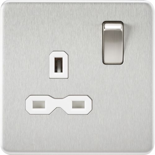 Knightsbridge Screwless 13A 1G DP Switched Socket - Brushed Chrome With White Insert