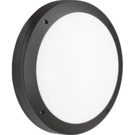 Knightsbridge 230v IP65 18w LED Round Bulkhead CCT With Daylight Sensor Black