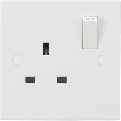Knightsbridge Square Edge Single Pole 1G Switched Socket