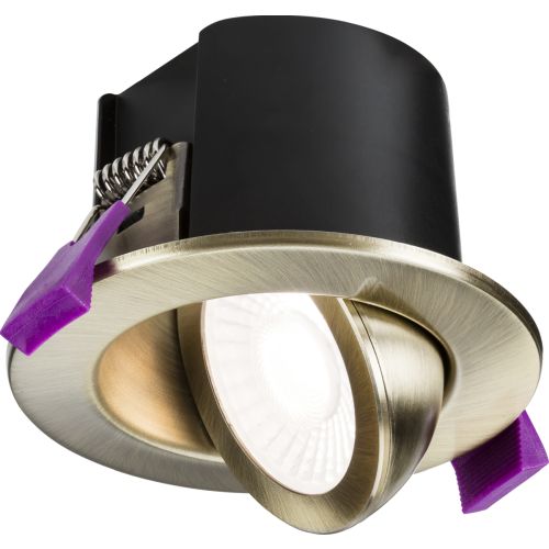 Knightsbridge Antique Brass Evo 5/7w 2700/3k/4k/6k Tilt IP65 Dimmable CCT Downlight (C/O-70mm)